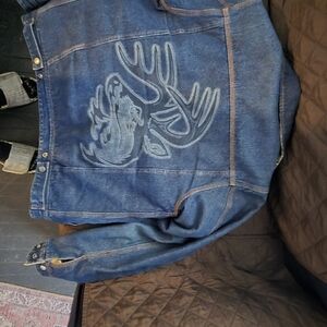 Legendary Whitetails Blue Denim Jacket with Deer Design, Inside Carry